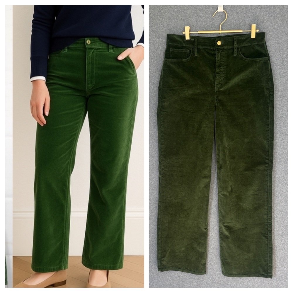 J. Crew Full-length slim wide-leg pant in Stretch Velvet 29 Green